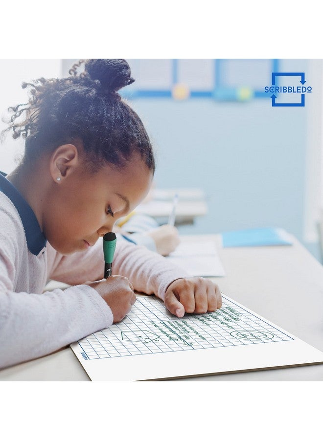 سكريبل دو سبورة بيضاء قابلة للمسح الجاف مقاس 11 × 14 بوصة مع شبكة للأطفال والطلاب في المنزل والمدرسة والفصول الدراسية، لوحة شبكية محمولة للرسم البياني والهندسة، المستوى الإحداثي - Image 2
