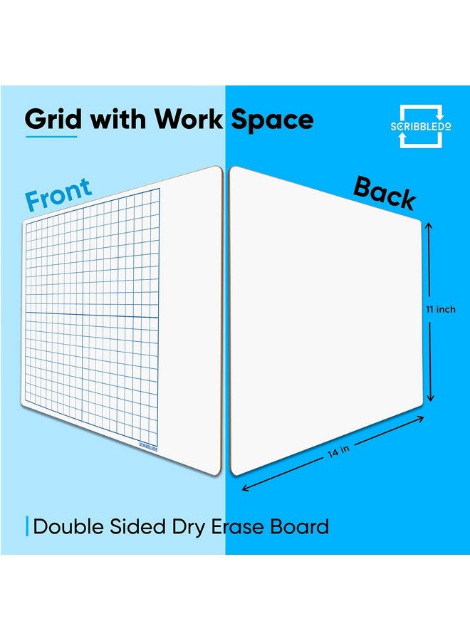 سكريبل دو سبورة بيضاء قابلة للمسح الجاف مقاس 11 × 14 بوصة مع شبكة للأطفال والطلاب في المنزل والمدرسة والفصول الدراسية، لوحة شبكية محمولة للرسم البياني والهندسة، المستوى الإحداثي - Image 3