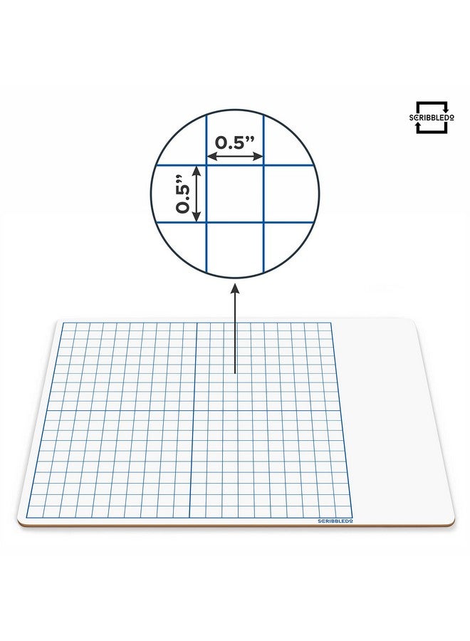 سكريبل دو سبورة بيضاء قابلة للمسح الجاف مقاس 11 × 14 بوصة مع شبكة للأطفال والطلاب في المنزل والمدرسة والفصول الدراسية، لوحة شبكية محمولة للرسم البياني والهندسة، المستوى الإحداثي - Image 5