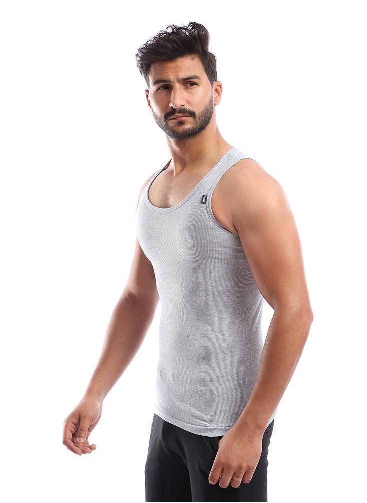 COTTONIL - Bundle Of Five Solid Slip On Ribbed Sleeveless Undershirts - Image 1