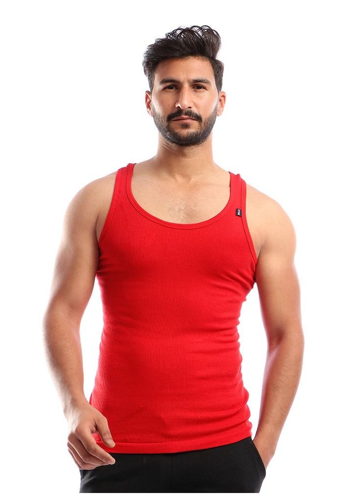 COTTONIL - Bundle Of Five Solid Slip On Ribbed Sleeveless Undershirts - Image 1