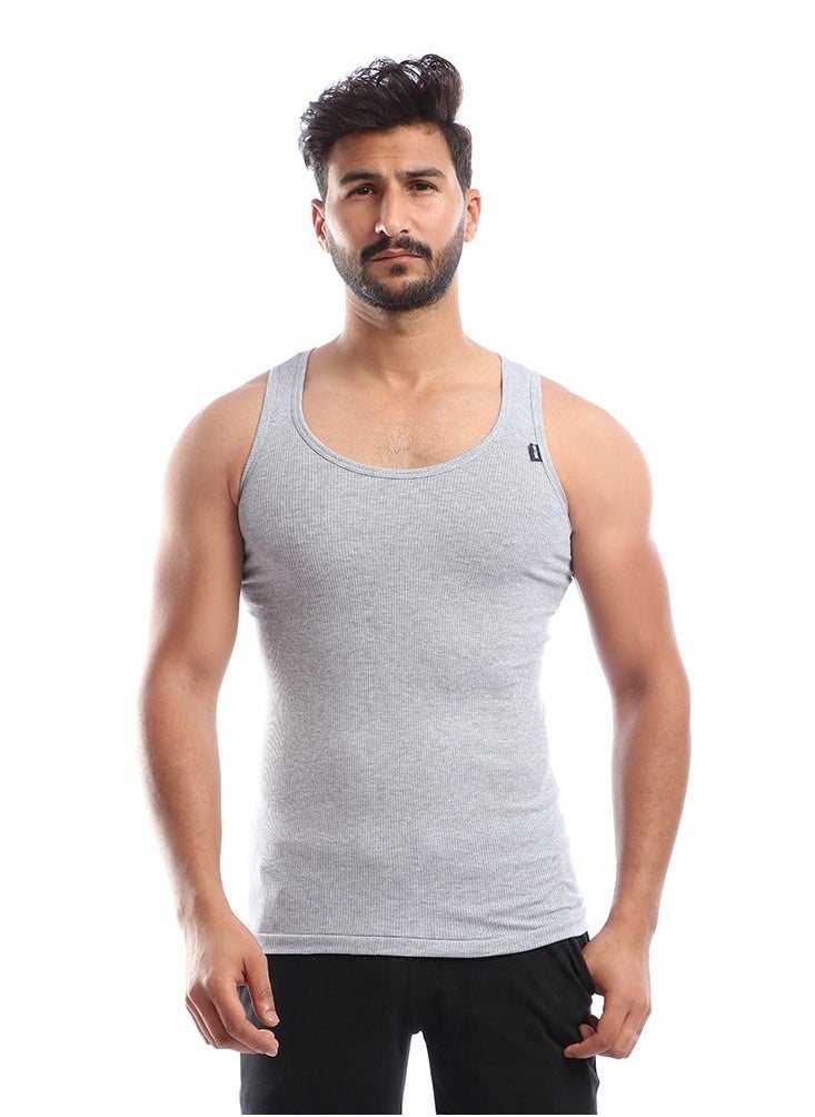 COTTONIL - Bundle Of Five Solid Slip On Ribbed Sleeveless Undershirts - Image 1