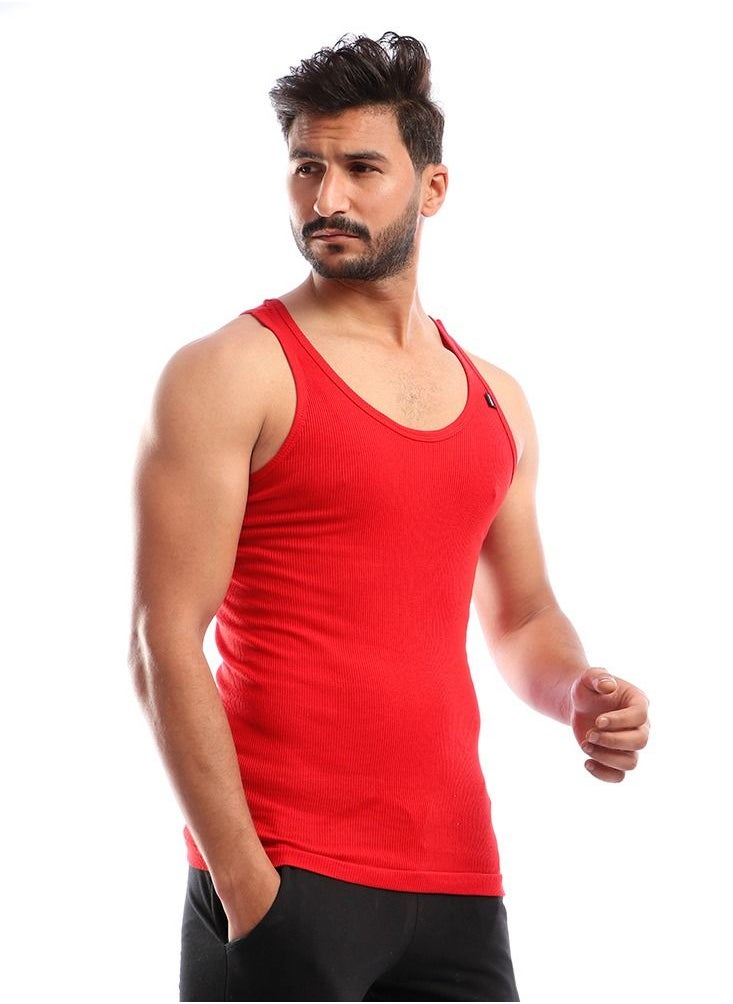 COTTONIL - Bundle Of Five Solid Slip On Ribbed Sleeveless Undershirts - Image 1