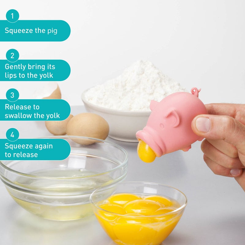 Peleg Design Egg Separator for Raw Eggs â€“ Silicone Egg Yolk and White Separator, Funny Pig Design â€“ Cute Kitchen Tool Gadget for Cooking/Baking - Image 3