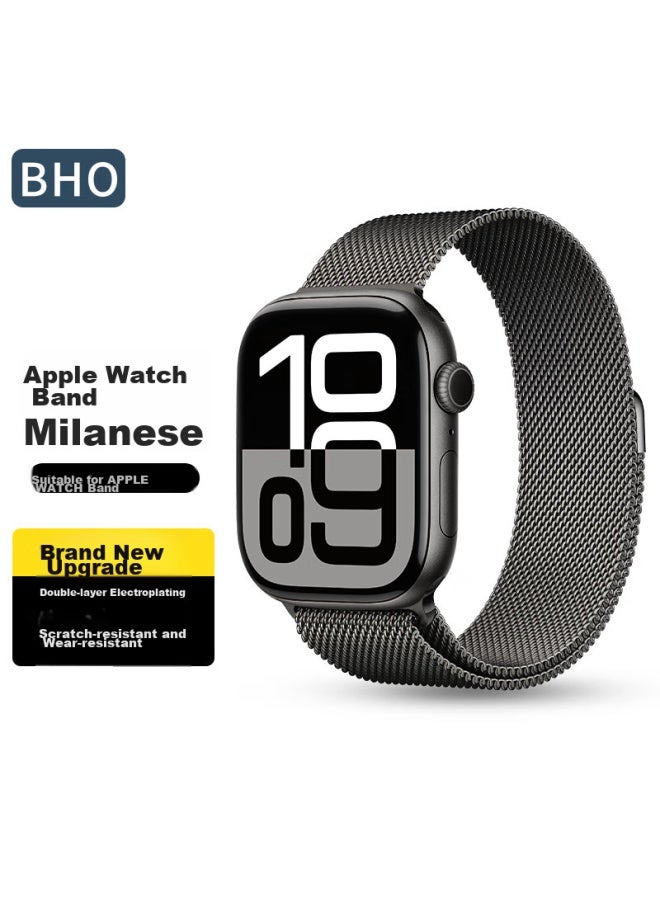 Bho Apple Watch Band Compatible With Apple Watch S10/s9/se/ultra2, Milanese Loop, Iwatch S8/7/6/5/4, Metal Stainless Steel Band - Image 1