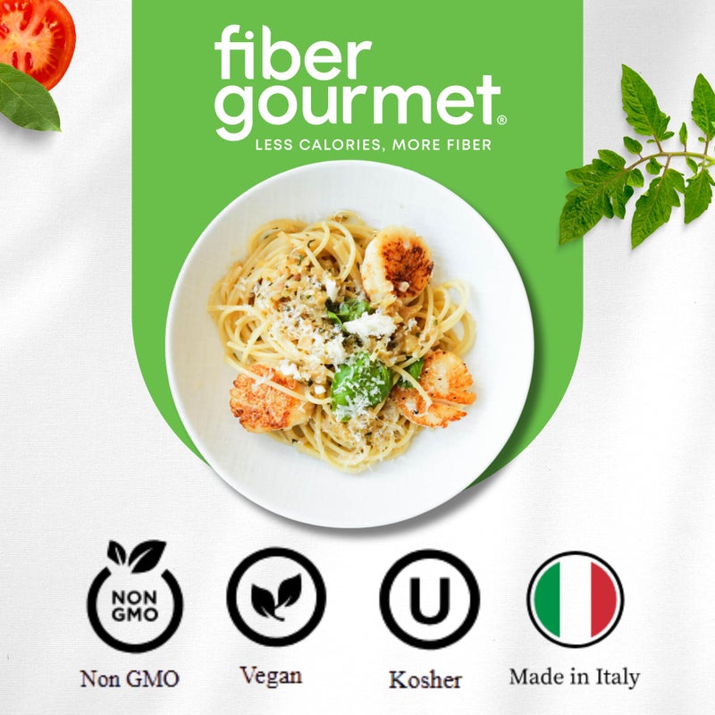 Fiber Gourmet باقة متنوعة من مكرونة فايبر جومير منخفضة الكربوهيدرات - سباغيتي، روتيني، بيني، كوع - غنية بالألياف، صديقة للكيتو، غير معدلة وراثيًا، نباتية، كوشير - مصنوعة في إيطاليا مع 48% سعرات حرارية أقل وكربوهيدرات صافية مخفضة - Image 5