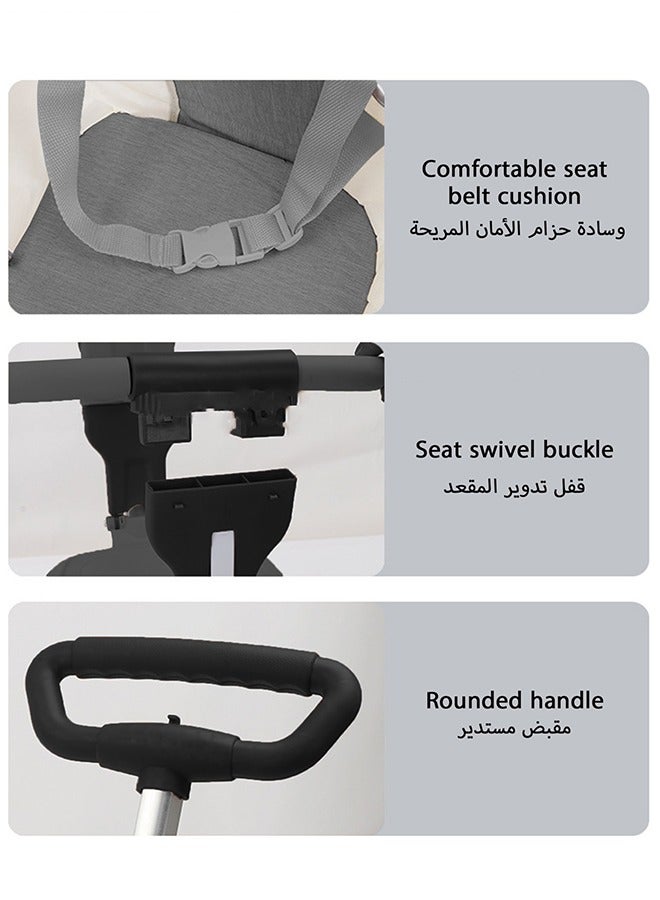 جورفنت عربة أطفال قابلة للطي ومحمولة مع تدوير مزدوج الاتجاه ومقابض أمامية وخلفية قابلة للتعديل - مناسبة للأطفال من 10 إلى 36 شهرًا، باللون الأسود - Image 4