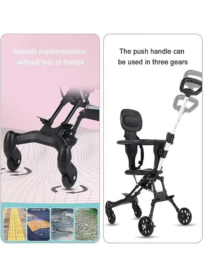 جورفنت عربة أطفال قابلة للطي ومحمولة مع تدوير مزدوج الاتجاه ومقابض أمامية وخلفية قابلة للتعديل - مناسبة للأطفال من 10 إلى 36 شهرًا، باللون الأسود - Image 3