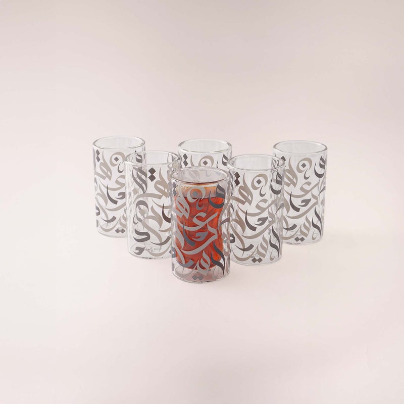 Dallaty grey glass tea cups set 6 pcs - Image 1