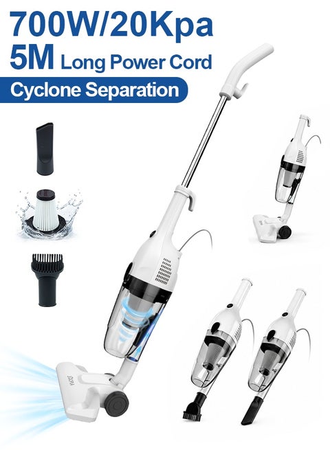 Upright Vacuum Cleaner , Corded 700W Power 20Kpa Powerful Suction，With Cyclone Separation Air duct system , Stick Vacuum with 5M Cord for Home, 2 in 1 Lightweight Handheld Vacuum Cleaner for Hardwood Floor，Tile Floor， Pet Hair