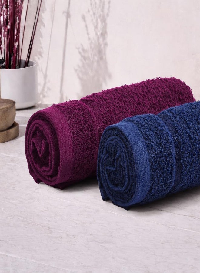 Welspun Arlo Sports Set of 2 | 100% Cotton Gym & Fitness Essential | Soft, Absorbent & Quick Dry | Sweat Control for Workout, Yoga & Travel | 40 x 90 cm | Dark Blue & Magenta - Image 3