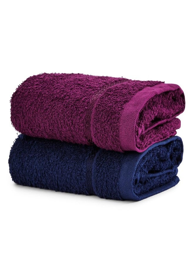 Welspun Arlo Sports Set of 2 | 100% Cotton Gym & Fitness Essential | Soft, Absorbent & Quick Dry | Sweat Control for Workout, Yoga & Travel | 40 x 90 cm | Dark Blue & Magenta - Image 1