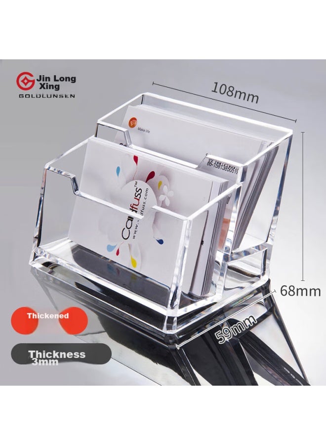 Jin Longxing Jinlongxing Business Card Holder, Double-grid Acrylic Transparent Business Card Box Storage Stand, Desktop Office Business Card Display Box, Single-grid Acrylic Vertical Business Card Clip, Standard Model C2152 - Image 1