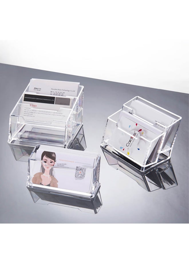 Jin Longxing Jinlongxing Business Card Holder, Double-grid Acrylic Transparent Business Card Box Storage Stand, Desktop Office Business Card Display Box, Single-grid Acrylic Vertical Business Card Clip, Standard Model C2152 - Image 2