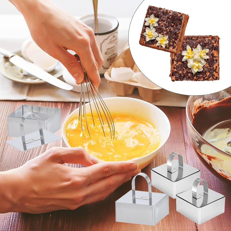 Uncle Jack 4 Pieces Food Ring Molds Set, Stainless Steel Cake Ring Mold with Pusher, for Kitchen Tools, Baking Pastry, Cake, Mousse (Include 4 Rings and 2 Pushers) - Image 5