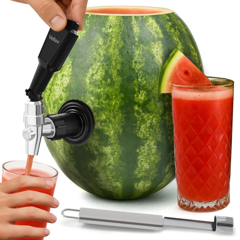 Original Watermelon Tap Kit Coring Tool Spigot Set for Fruit Keg Pumpkin or Melon Beverage Dispenser Easy Party Punch Bar