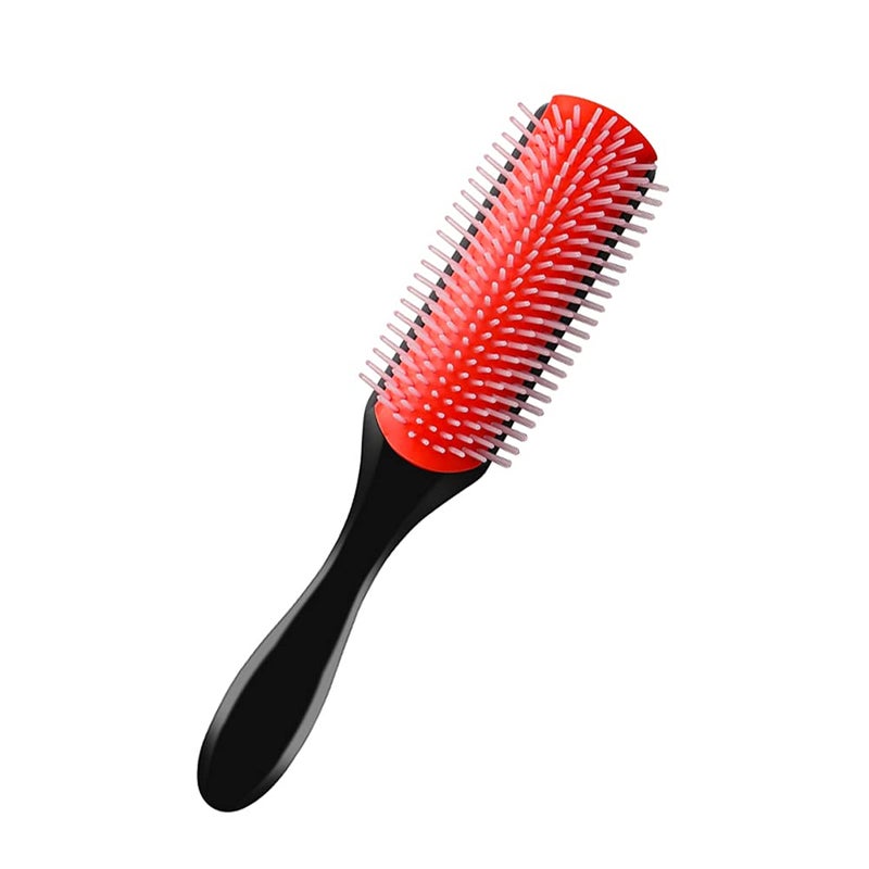 Quacc 9-Rows Cushion Nylon Bristle Hair Brush Women Men Curly Wet or Dry Hair Classic Detangling Brushes for Separating Shaping Defining Curls Blow-Drying Styling Detangling - Image 1