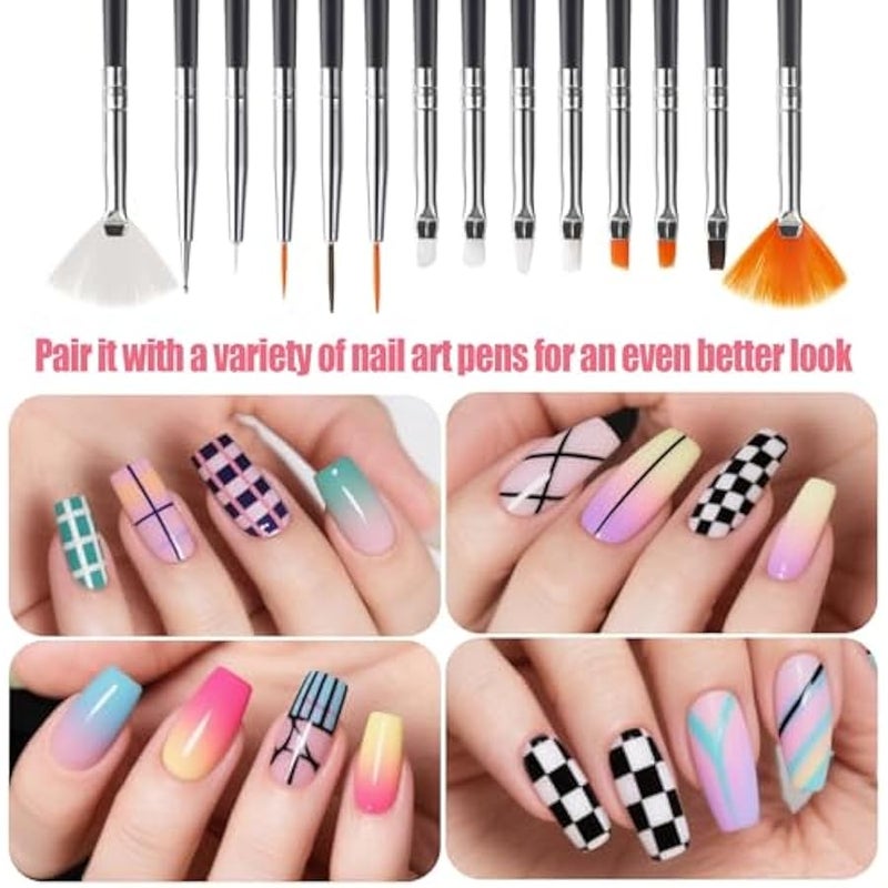 ارتدون مجموعة فرش طلاء الاظافر مزدوجة الاطراف مكونة من 32 قطعة، فرش طلاء اظافر جل وقلم تصميم لرسم الاظافر وفرش طلاء الاظافر، فرش تفاصيل صغيرة - Image 2