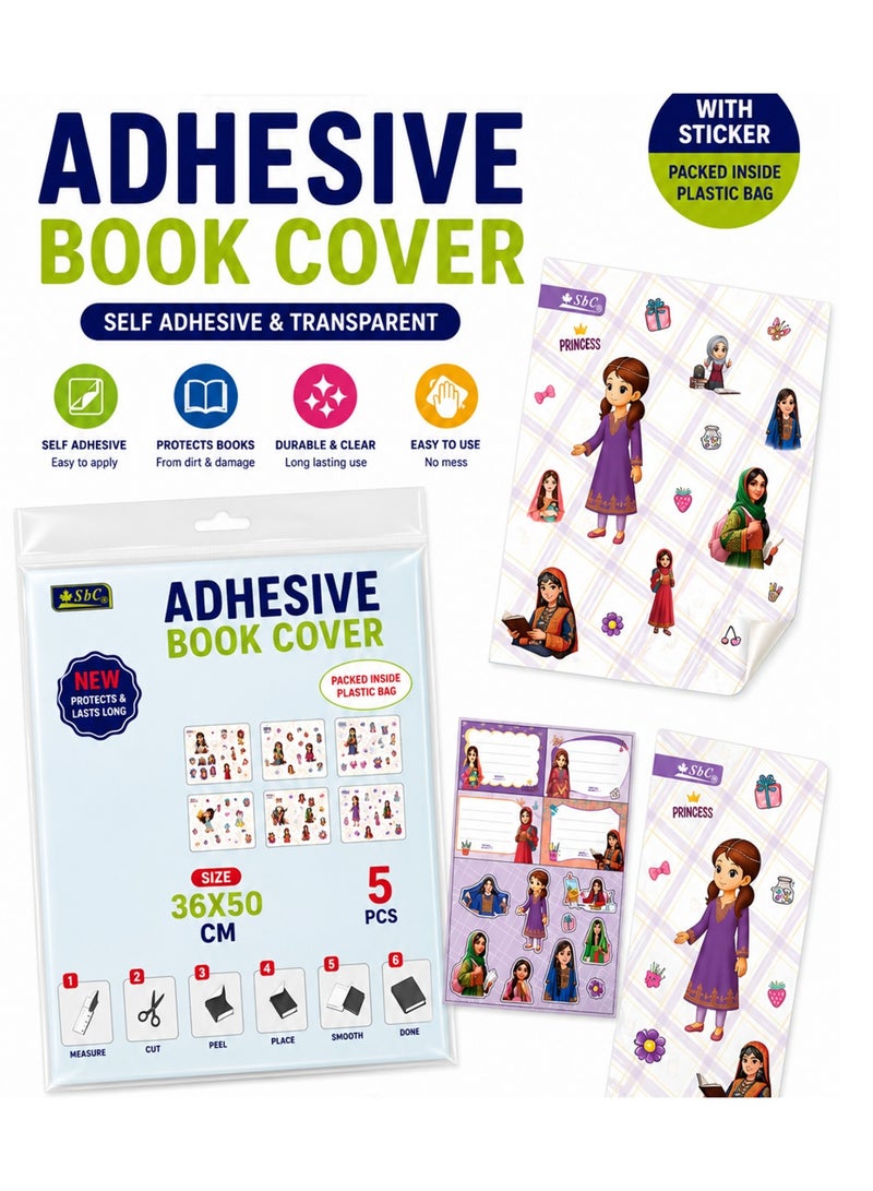 SBC 5-Piece Self Adhesive Book Covers With Name Slips - Image 1