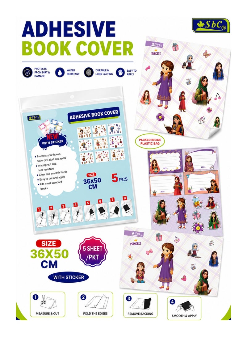 SBC 5-Piece Self Adhesive Book Covers With Name Slips - Image 2