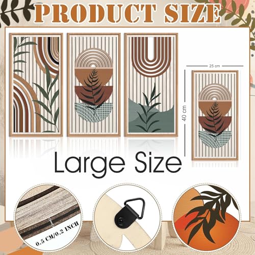 MustHome Wall Plates, Wall Decor Set of 3 , Large , Wooden, Wall Plates Decor Hanging Abstract Geometric Wood Wall Art For Bedroom Living Room Office 19'' X 10 '' Bedroom - Image 3