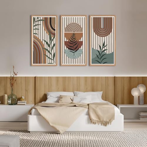 MustHome Wall Plates, Wall Decor Set of 3 , Large , Wooden, Wall Plates Decor Hanging Abstract Geometric Wood Wall Art For Bedroom Living Room Office 19'' X 10 '' Bedroom - Image 2