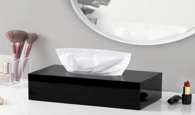 MDN Facial Tissue Dispenser and Holder in Black for Bathroom Vanity Countertops Bedroom Dressers Night Stands Desks Tables with 50 Tissue - Image 5