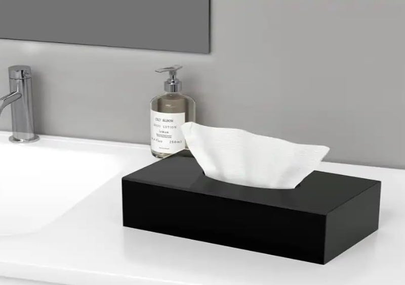 MDN Facial Tissue Dispenser and Holder in Black for Bathroom Vanity Countertops Bedroom Dressers Night Stands Desks Tables with 50 Tissue - Image 4