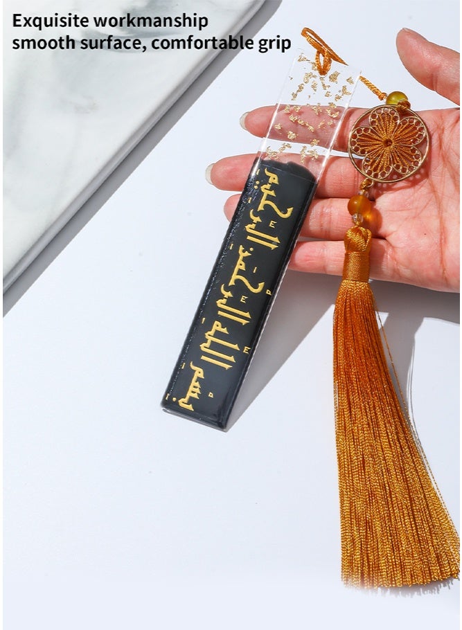 KeyAmor Elegant Handmade Bookmark , made of Resin with Gold Foil Arabic Script Bismillah , Premium Islamic Gift - Image 1