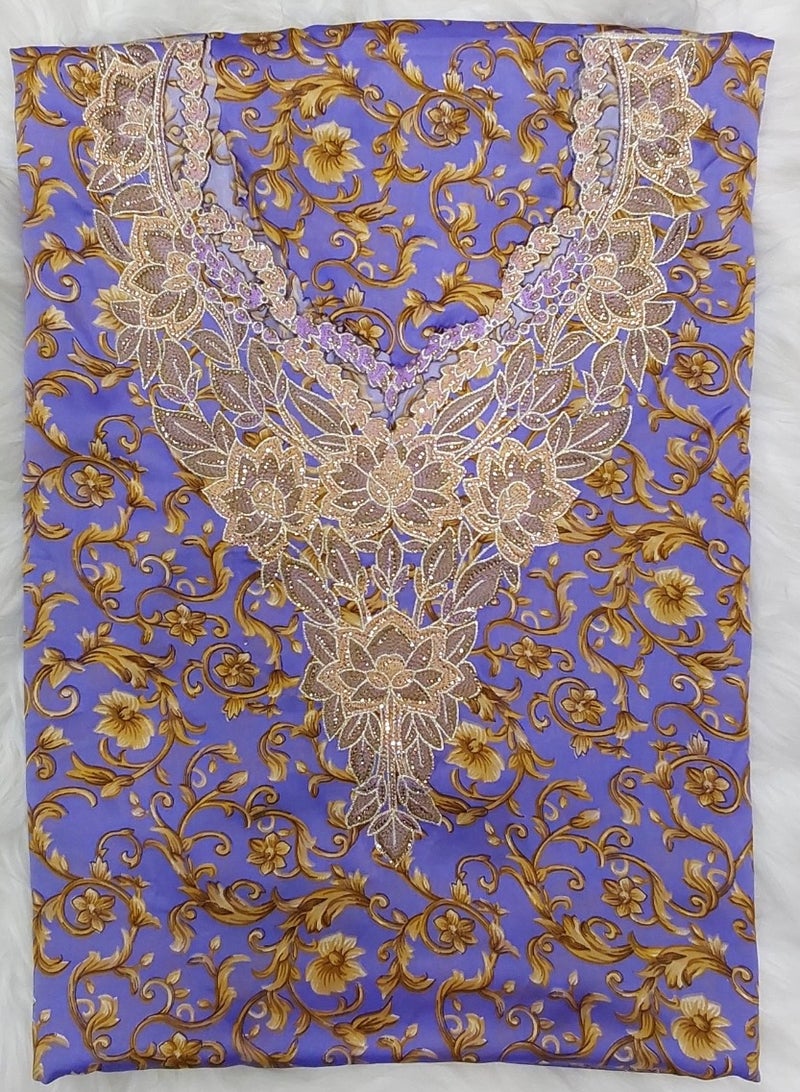 الريش البنفسجي  تطريز مخاوير خليجية شغل يدوي ✨ جلابية مطرزة جاهزة - Image 2