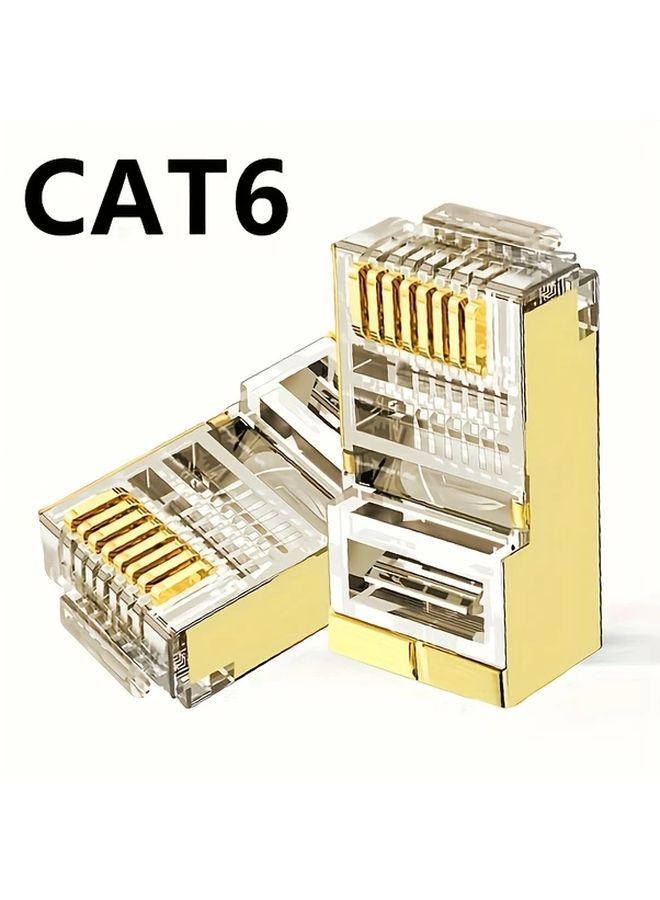 Gold Plated RJ45 Cat6 Ethernet Connector 55pcs Shielded Modular Plug Gigabit Network - Image 5