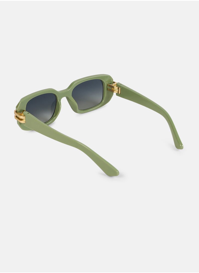 Haute Sauce Haute Sauce Women's The Gilded Pastel Rectangular Sunglass For Casual Wear | One-Size | Olive Green Polycarbonate Frame | Sea Green Gradient Polarized Lens | Full Rim | Eyewear For Woman & Girls  - Image 4