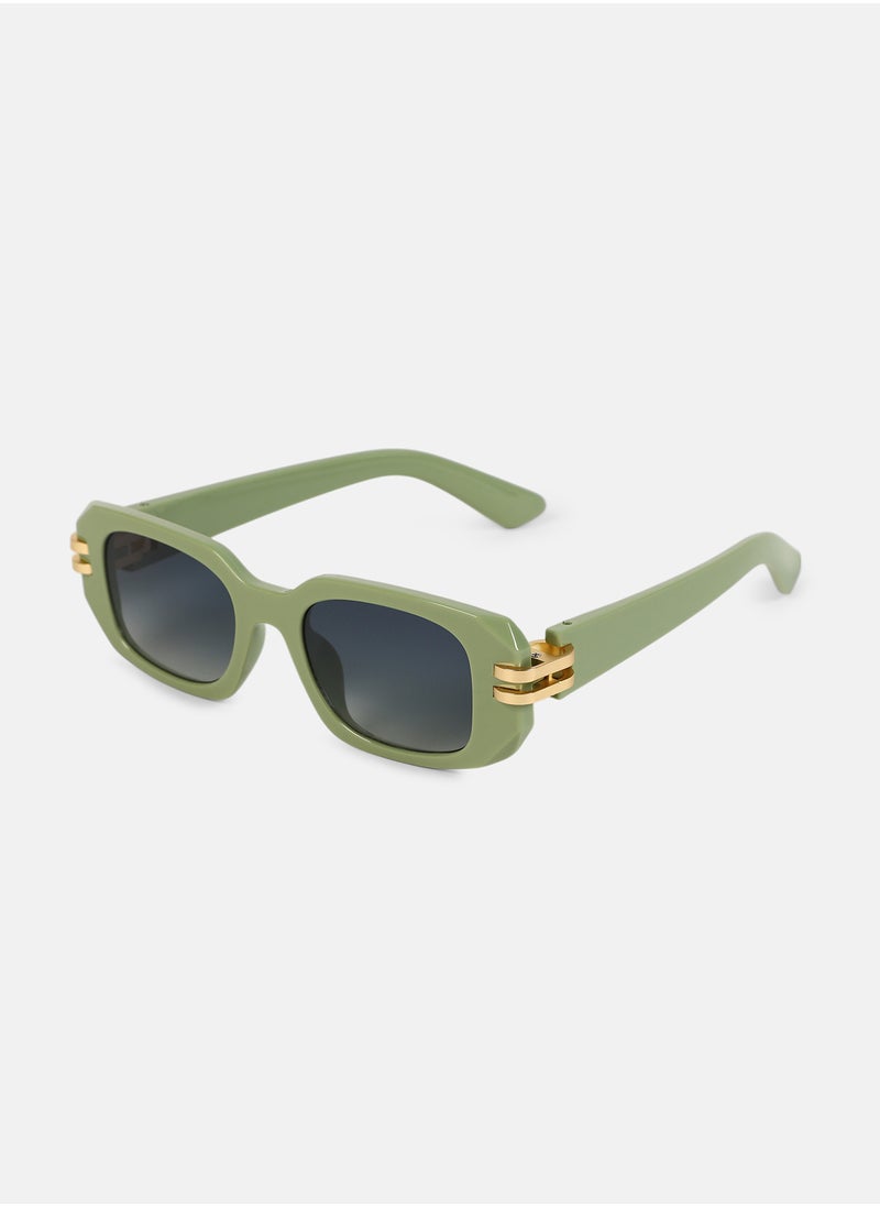 Haute Sauce Haute Sauce Women's The Gilded Pastel Rectangular Sunglass For Casual Wear | One-Size | Olive Green Polycarbonate Frame | Sea Green Gradient Polarized Lens | Full Rim | Eyewear For Woman & Girls  - Image 5