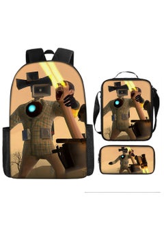 Generic Strange large capacity backpack for primary and secondary school students, shoulder bag, pencil case, backpack, men's and women's three piece set 