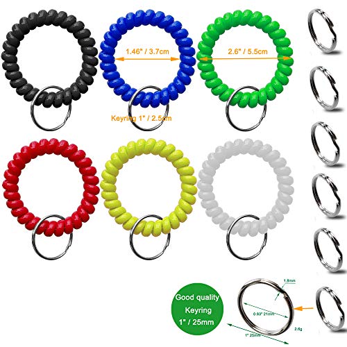 HoAoOo Wrist Keychain - Spring Spiral Stretch Coil Wristband Key Ring Key Chain, for Gym, Pool, ID Badge,Keys - Image 5
