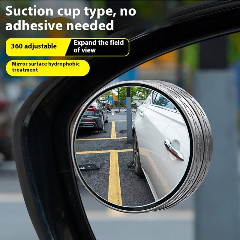Blind Spot Mirror 2pcs, 2" Round HD Glass Frameless Convex Rear View Mirrors for Car, SUV, and Trucks - Silver - Image 4