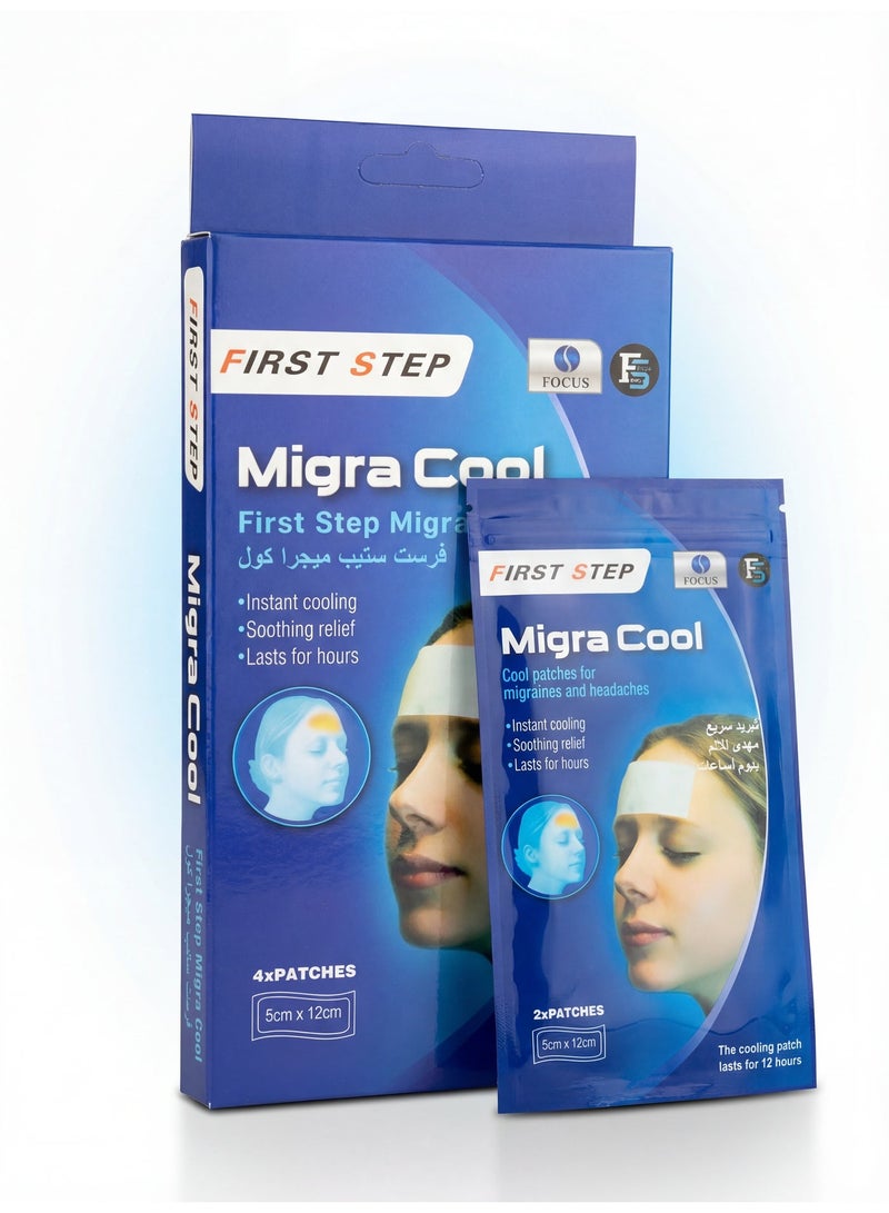 Focus Migra Cool Cooling Gel Patches – Instant Cooling Relief for Headache, Migraine, Fever, Stress & Heat Discomfort – Hydrogel Cold Compress Strips for Kids & Adults, Forehead Cooling Patch, Long-Lasting Comfort, Multi-Purpose Gel Sheet for Temperature Relief – 4 Pcs - Image 1