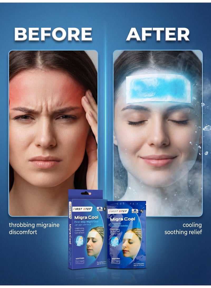 Focus Migra Cool Cooling Gel Patches – Instant Cooling Relief for Headache, Migraine, Fever, Stress & Heat Discomfort – Hydrogel Cold Compress Strips for Kids & Adults, Forehead Cooling Patch, Long-Lasting Comfort, Multi-Purpose Gel Sheet for Temperature Relief – 4 Pcs - Image 4