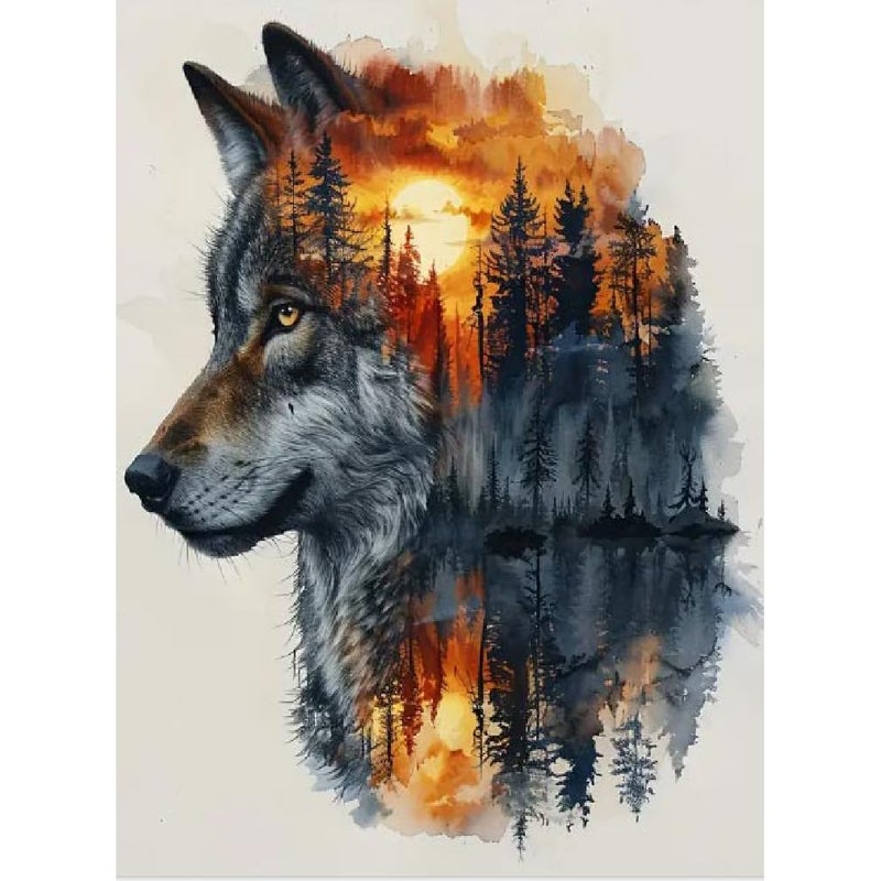 BOHADIY 5D Wolf Diamond Painting Kits for Adults Beginners Wolf Head Forest Diamond Art KitDIY Full Round Drill Diamond Dot Gem Art Kits for AdultsHome Wall Decor 12x16 Inch - Image 2