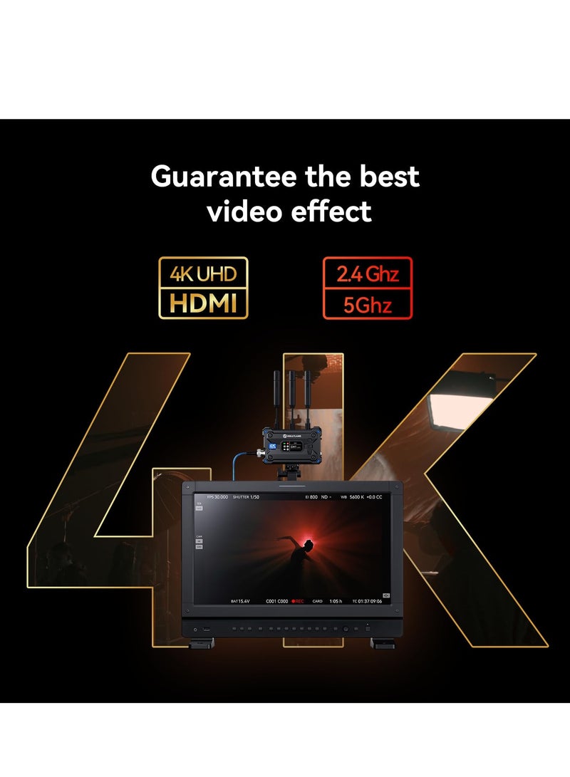 هولي لاند Hollyland Pyro S Wireless HDMI & SDI Video Transmission System, Auto Dual-Band Hopping, 4K30/1080p60 1300ft Los Range 50ms Latency, Smart Channel Scan, Up to 4 Receiver, UVC Live Stream (1TX+1RX) - Image 4