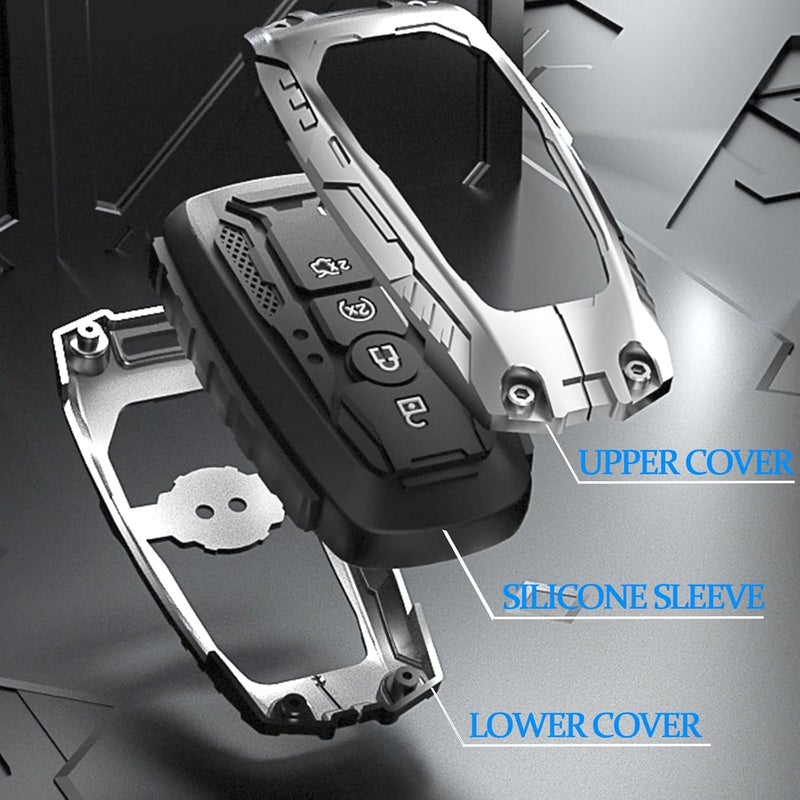 Heavy metal protective case for Ford, suitable for Ford Fusion, Explorer, Escape, Edge, Mustang, Raptor and F150, F250, F350, F450, F550 5-button smart key (A-silver) - Image 3