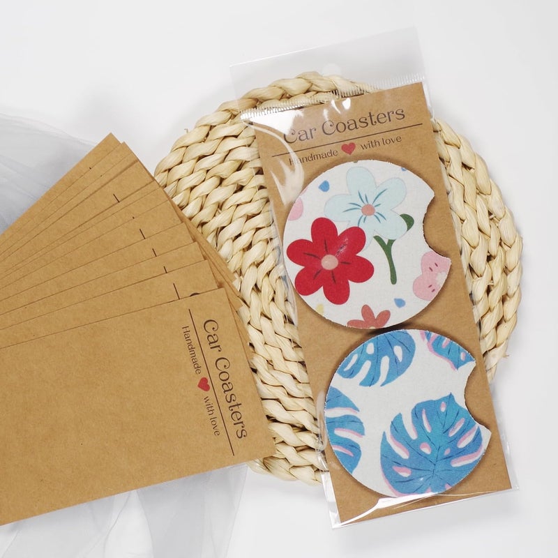 Vcekract 100Pcs Car Coaster Packaging for Selling, Sublimation Car Coaster Cards with 100Pcs Bags, Car Coaster Packaging, Kraft Paper Coaster Display Card 6.8x2.85In, Heat Press Machines & Accessories - Image 5