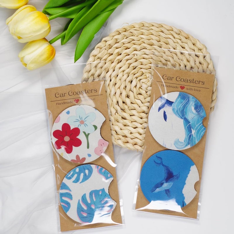 Vcekract 100Pcs Car Coaster Packaging for Selling, Sublimation Car Coaster Cards with 100Pcs Bags, Car Coaster Packaging, Kraft Paper Coaster Display Card 6.8x2.85In, Heat Press Machines & Accessories - Image 4
