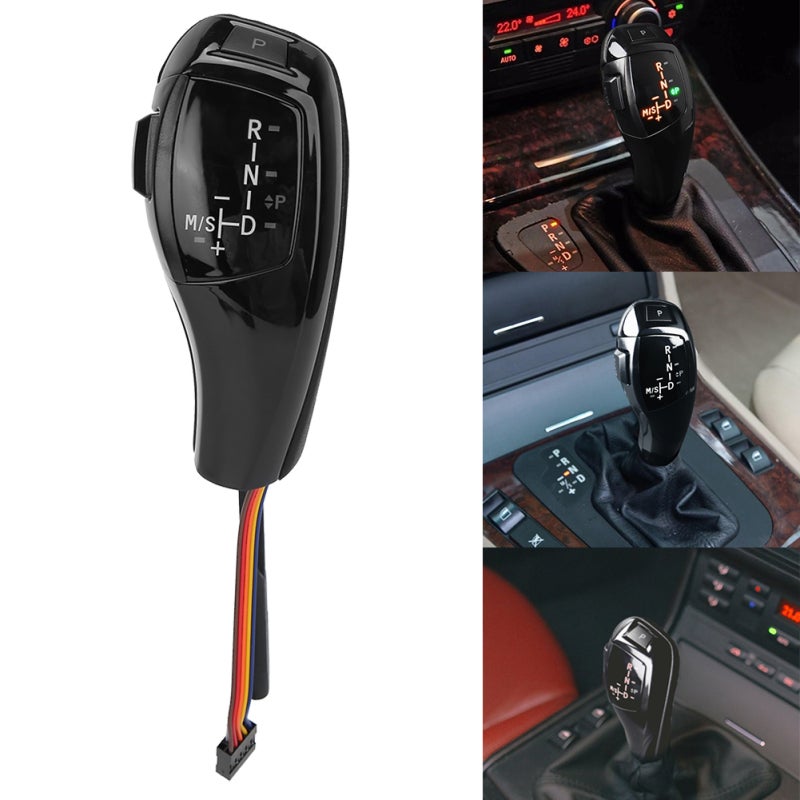 Gear Shift Electronic Shift Knob for BMW Glossy Black with LED Position Indicator - Leather Back Design Gear Lever for Later Versions - Image 5