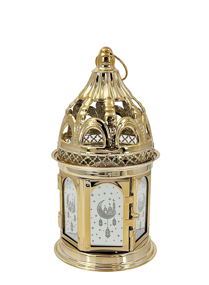Party Magic Eid Metal Lantern with Lights 12.5x12.5x37.6cm - Image 1