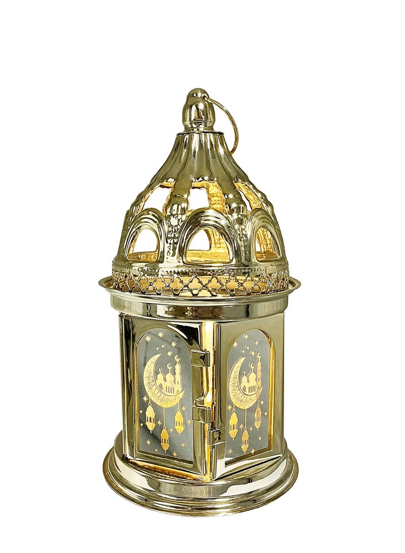 Party Magic Eid Metal Lantern with Lights 12.5x12.5x37.6cm - Image 2