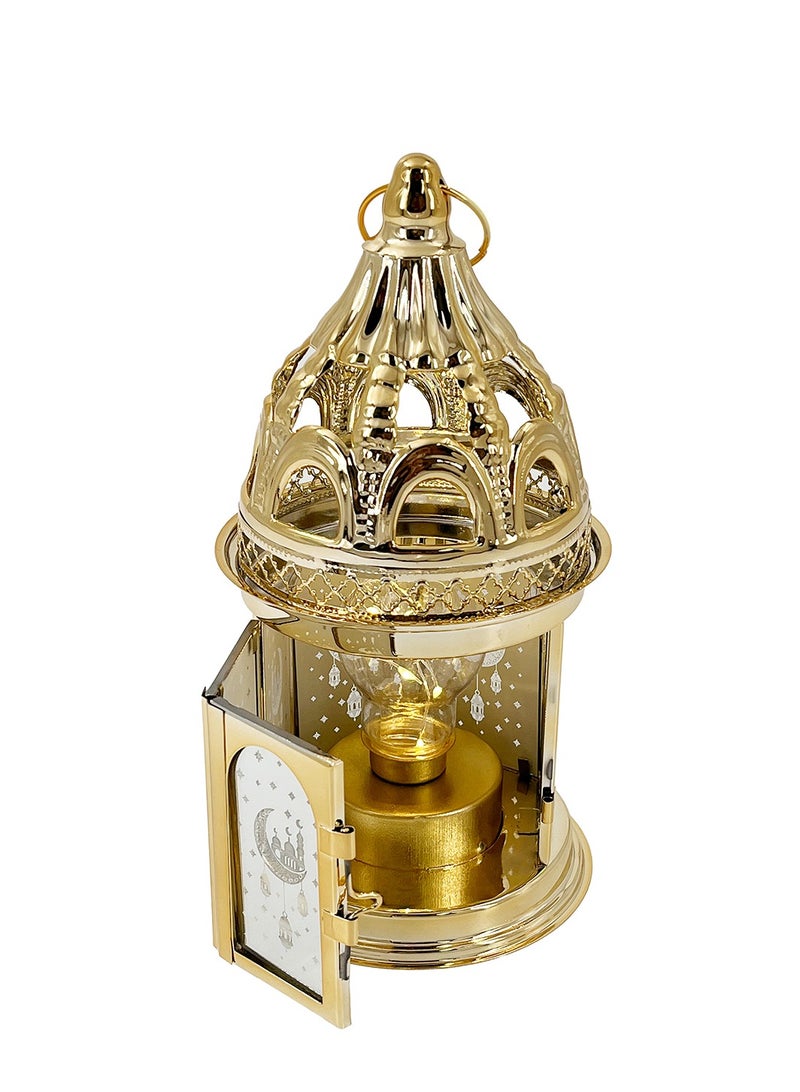 Party Magic Eid Metal Lantern with Lights 12.5x12.5x37.6cm - Image 3
