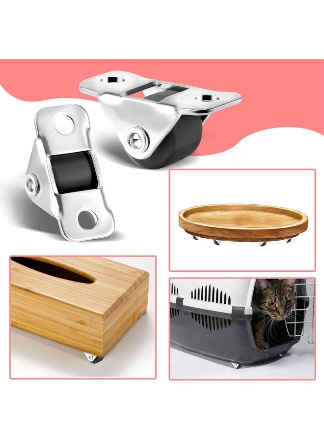 4 Pack Mini Caster Wheels for Furniture, Little Rubber Rolling Wheels with Steel Top Plate Metal Fixed Plate Rubber Low Profile Caster Wheel for Small Appliances DIY Project - Image 5