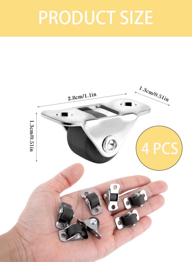 4 Pack Mini Caster Wheels for Furniture, Little Rubber Rolling Wheels with Steel Top Plate Metal Fixed Plate Rubber Low Profile Caster Wheel for Small Appliances DIY Project - Image 2