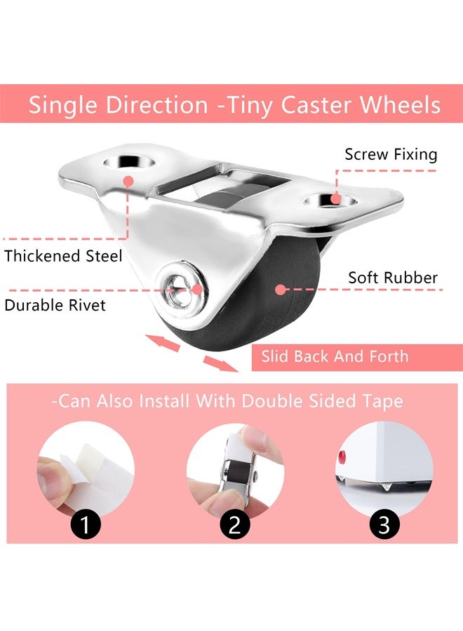 4 Pack Mini Caster Wheels for Furniture, Little Rubber Rolling Wheels with Steel Top Plate Metal Fixed Plate Rubber Low Profile Caster Wheel for Small Appliances DIY Project - Image 3